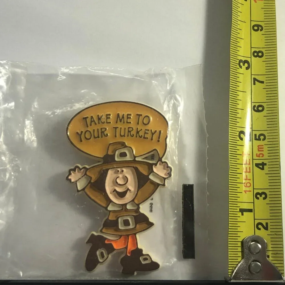New Vintage Hallmark Lapel Pin Thanksgiving 1982 Take Me to Your Turkey Brooch